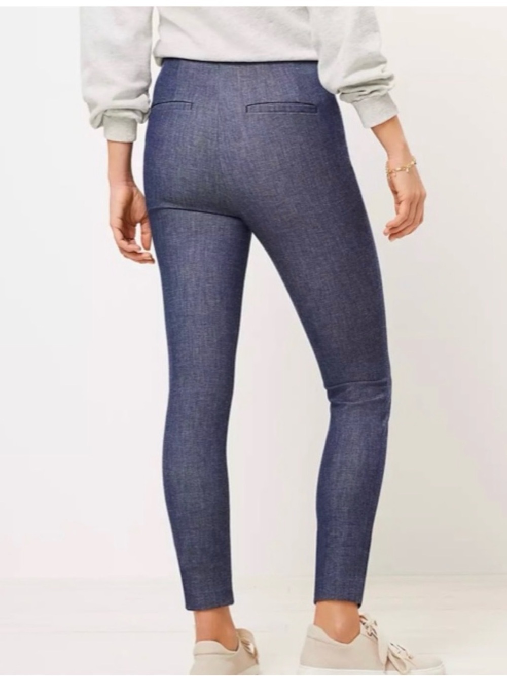 LOFT denim chambray highwaist skinny trousers Sz 6 Tall - Picture 2 of 10
